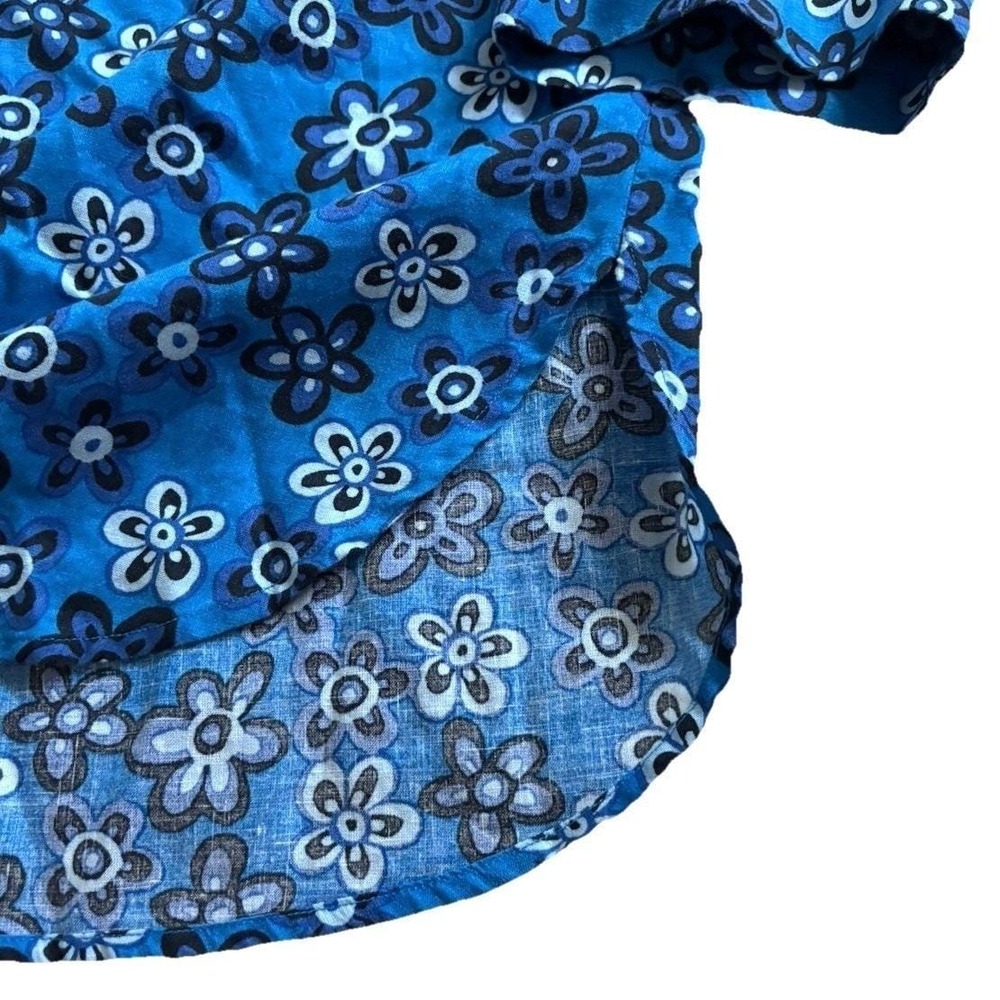 Marni Uniqlo Oversize Linen Floral Pattern Button Shirt Men M Blue Lightweight - Picture 7 of 12